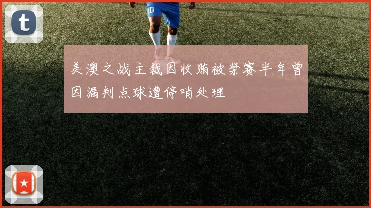 美澳之战主裁因收贿被禁赛半年曾因漏判点球遭停哨处理